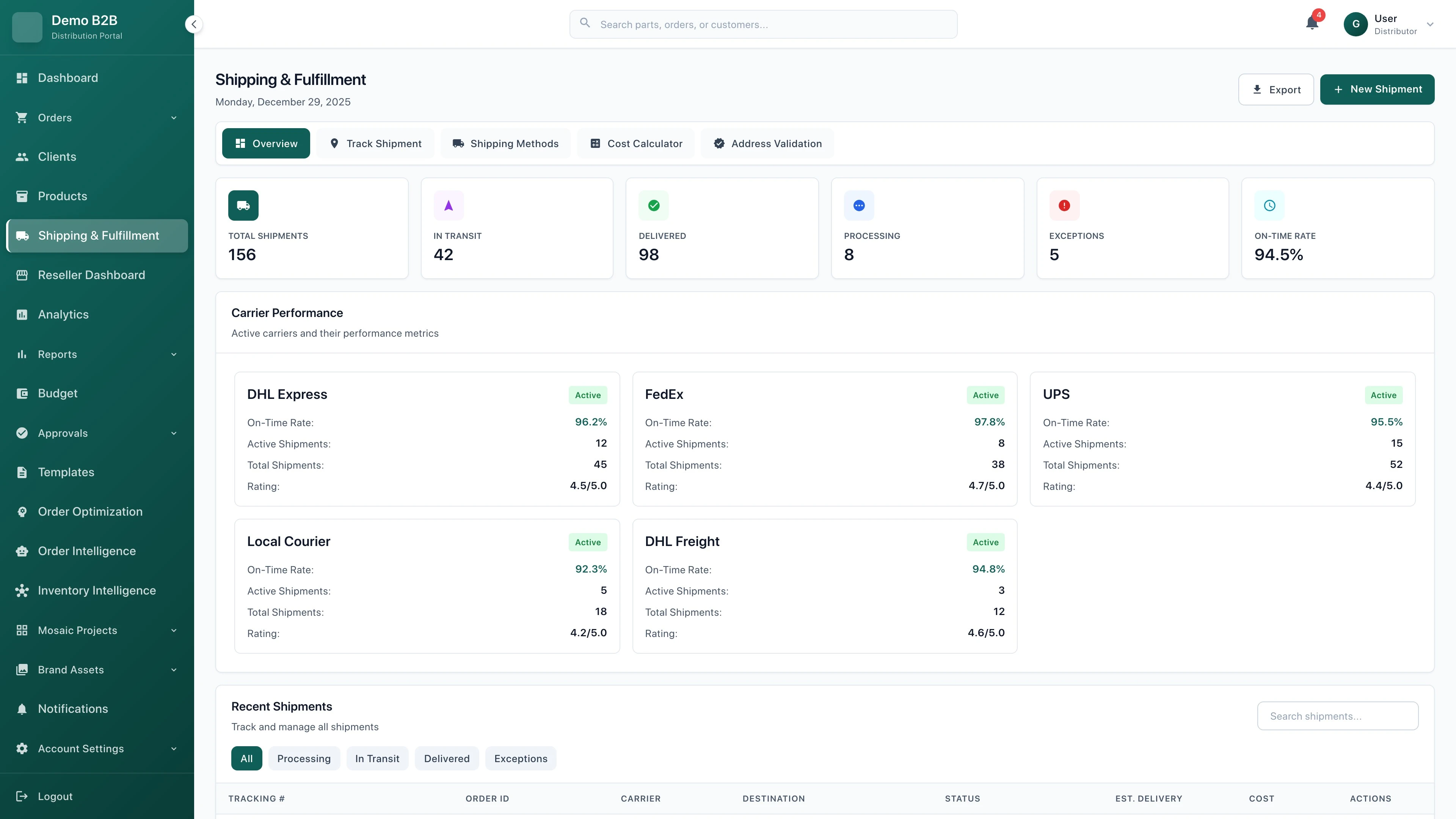 Shipping & Fulfillment - Multi-carrier integration with real-time rate calculation and automated label generation
